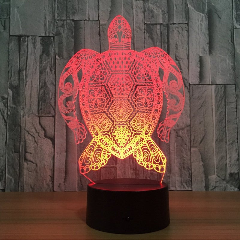 Warm Light Sea Turtle 3D Night Light, 7 Colors Changing Optical Illusion Smart Touch Table Desk Lamp, Perfect Gifts for Kidsâ€™ Home Decoration LED Lamp - Image 2